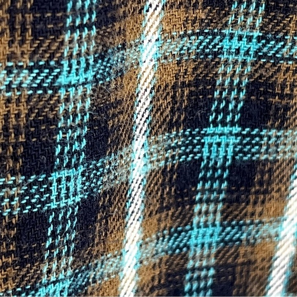 Cody James M Flannel Blue Tan Plaid Pearl Snap Western Shirt - Picture 9 of 11